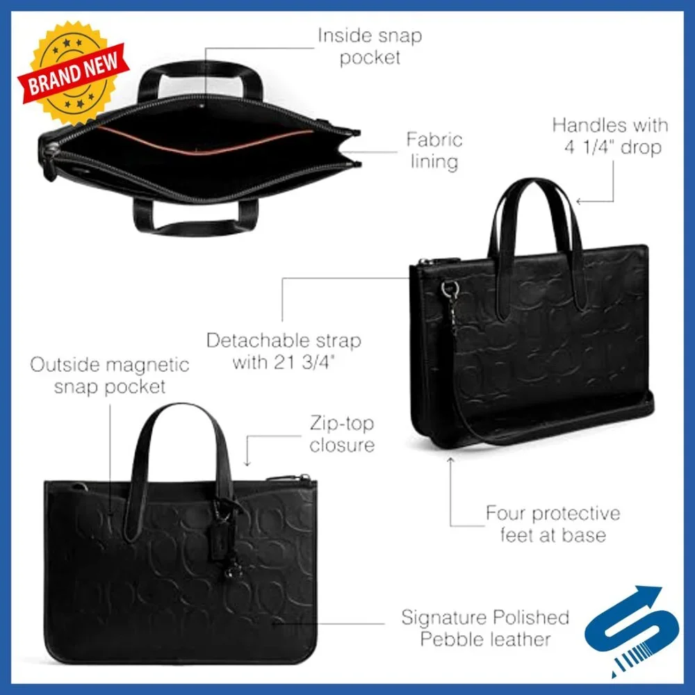 Leather Work Bag with Laptop Compartment Crossbody Briefcase
